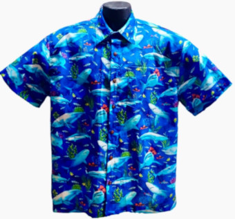 Shark Cove Hawaiian shirt- Made in USA- 100% Cotton